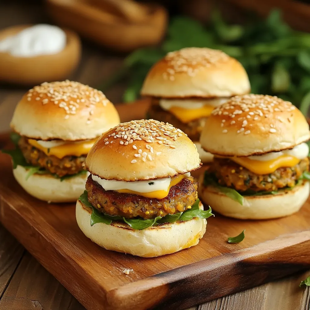 Mini hamburger con patate e formaggio.