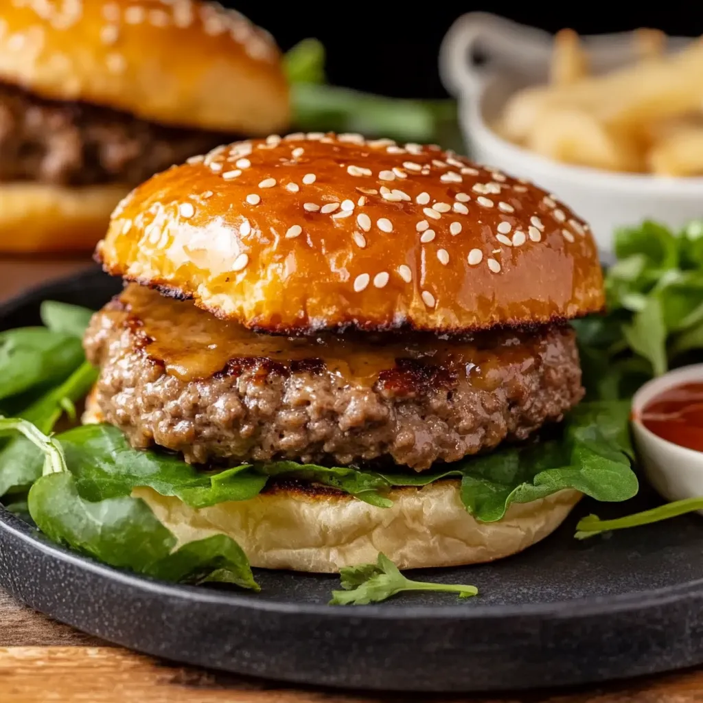 Due hamburger con patatine croccanti.