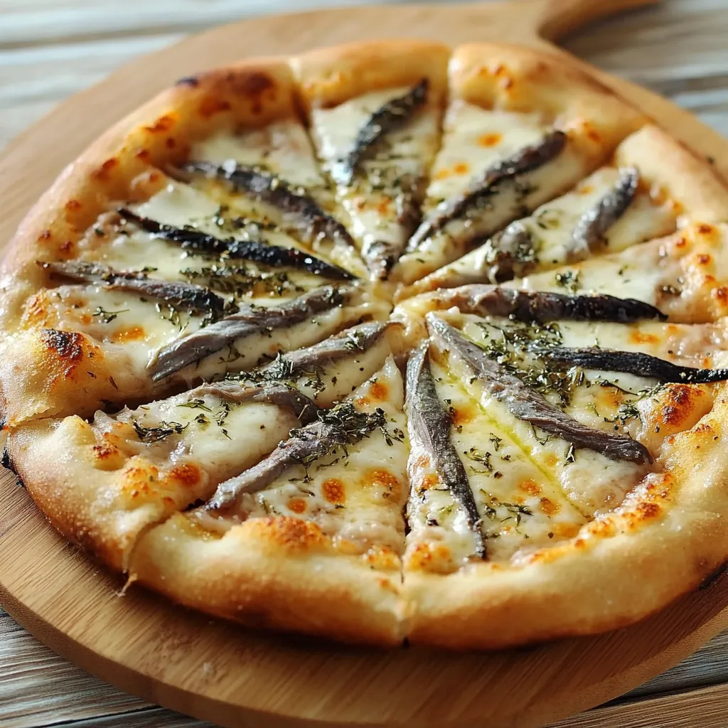 Pizza con tante verdure e scamorza filante.
