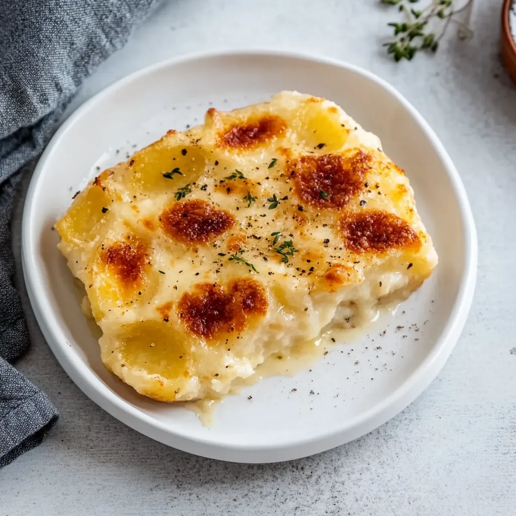 Patate al forno con salsa cremosa e speck.