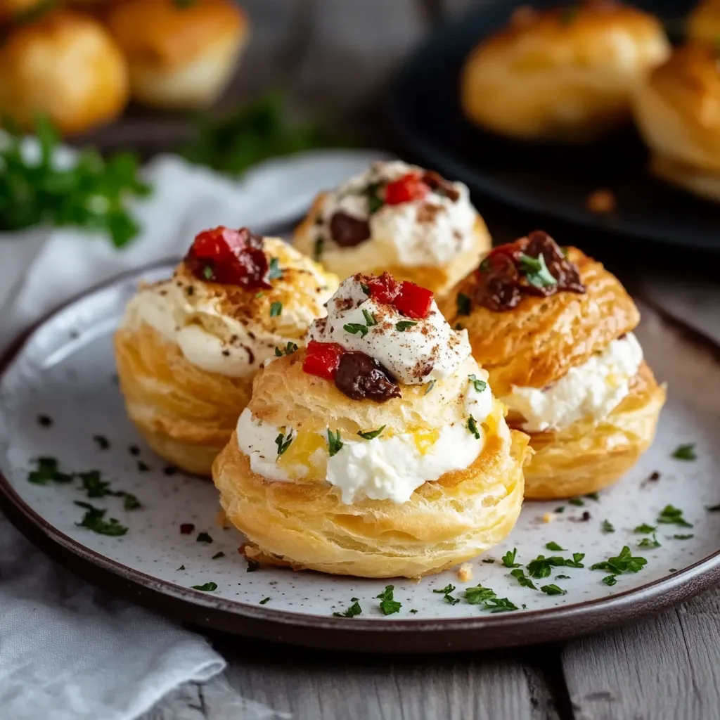 Tre dolcetti con crema di frutta.
