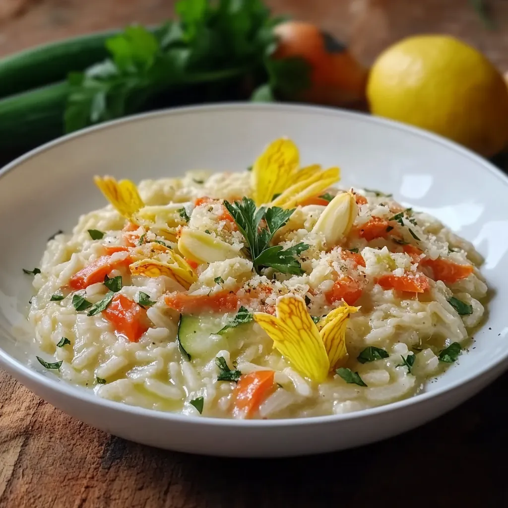 Risotto con verdure e noci.