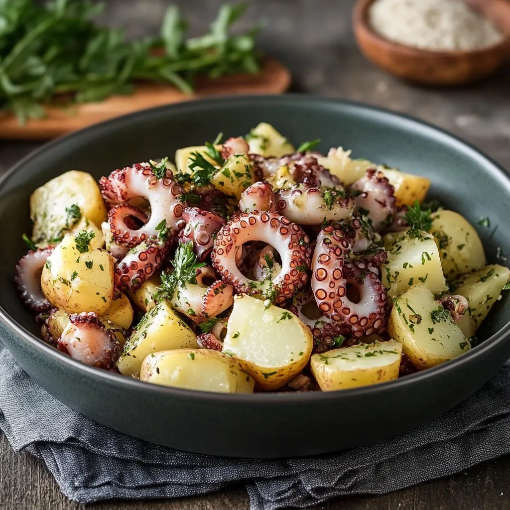 Ciotola piena di verdure e carote con polpo sopra.