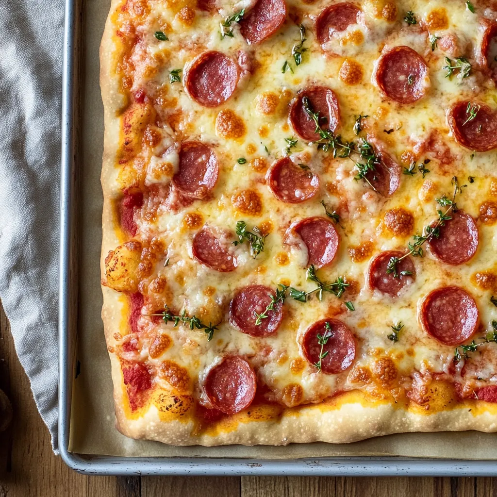 Pizza con salamino e basilico.