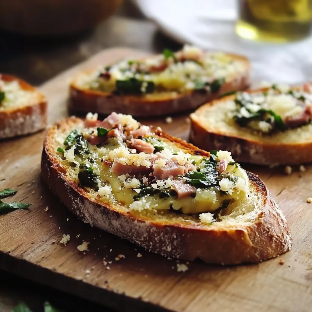 Pane tostato con formaggio e verdure visto dall’alto.
