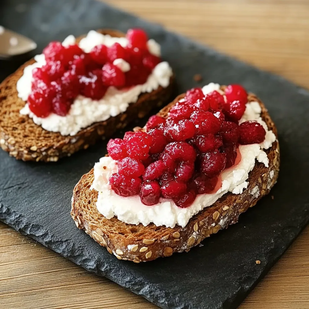 Due toast con frullato rosso.