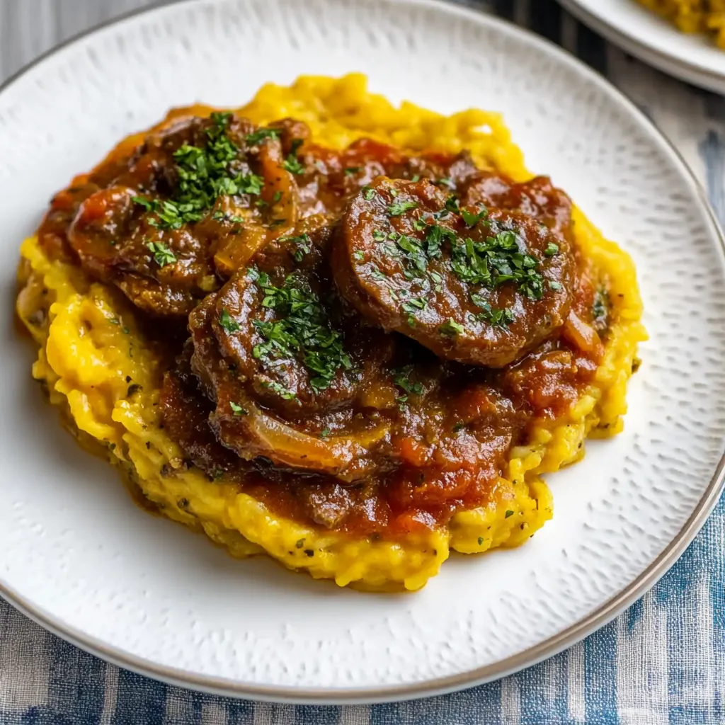 Fetta di pizza con carne e pomodori.