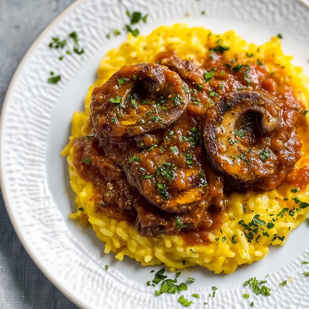 Riso e ossobuco con sugo.