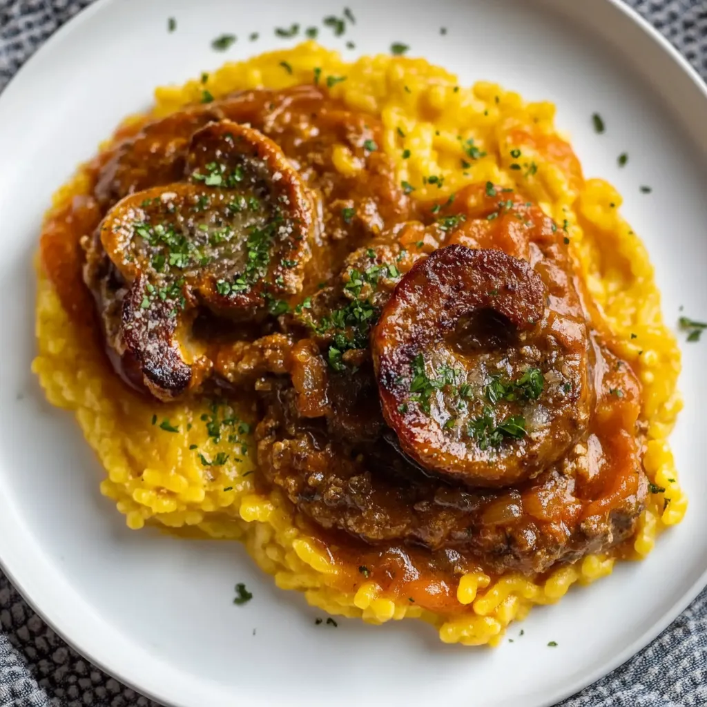 Ossobuco con patate dorate.
