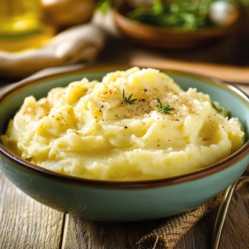 Ciotola di patate cremose con speck.