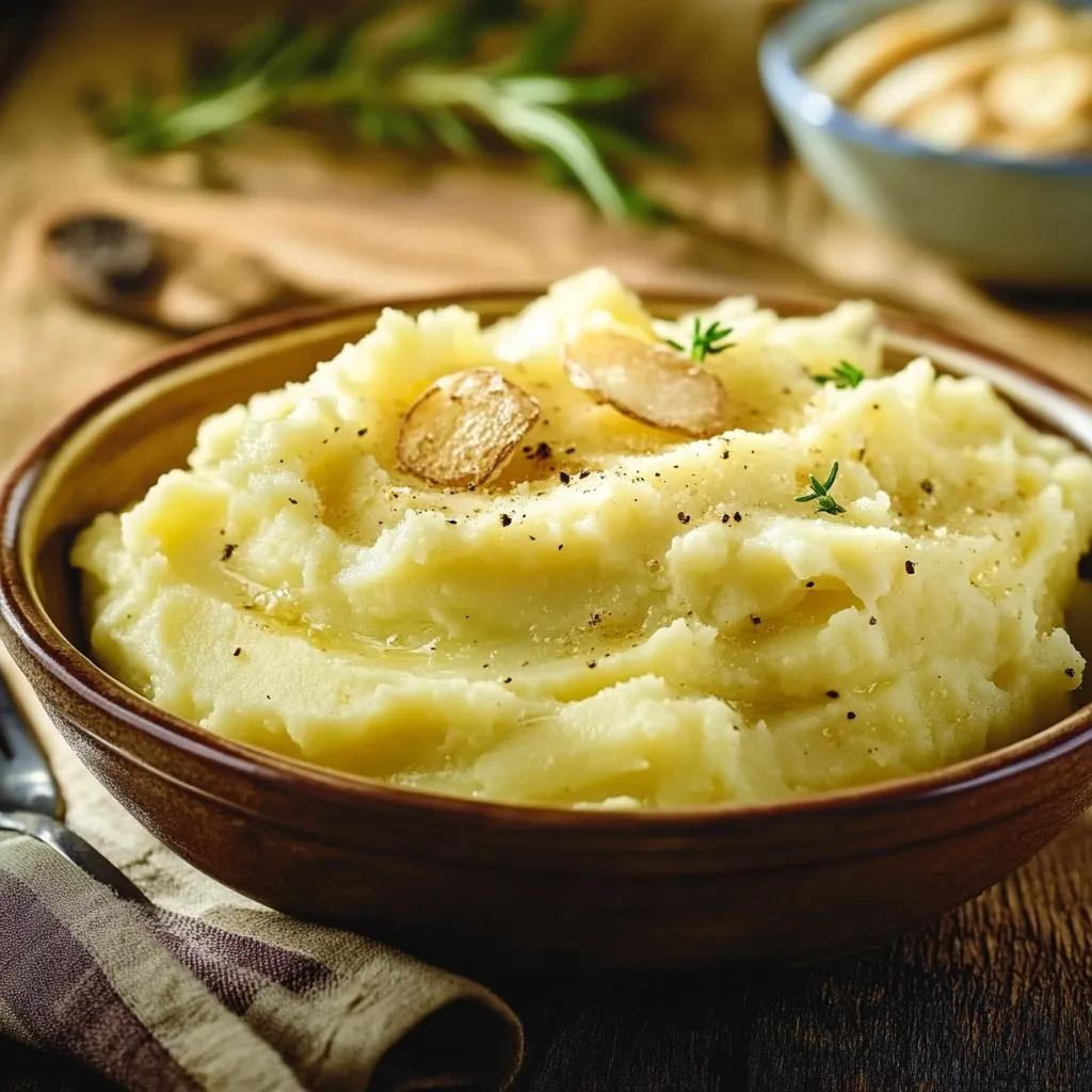 Ciotola di purè servita con profumo di cannella.