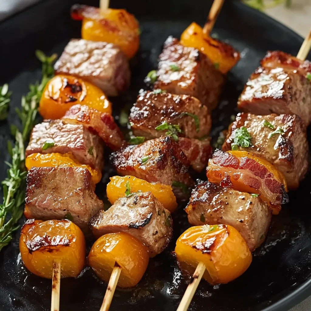 Carne al piatto servita con peperoni e zucchini alla griglia.