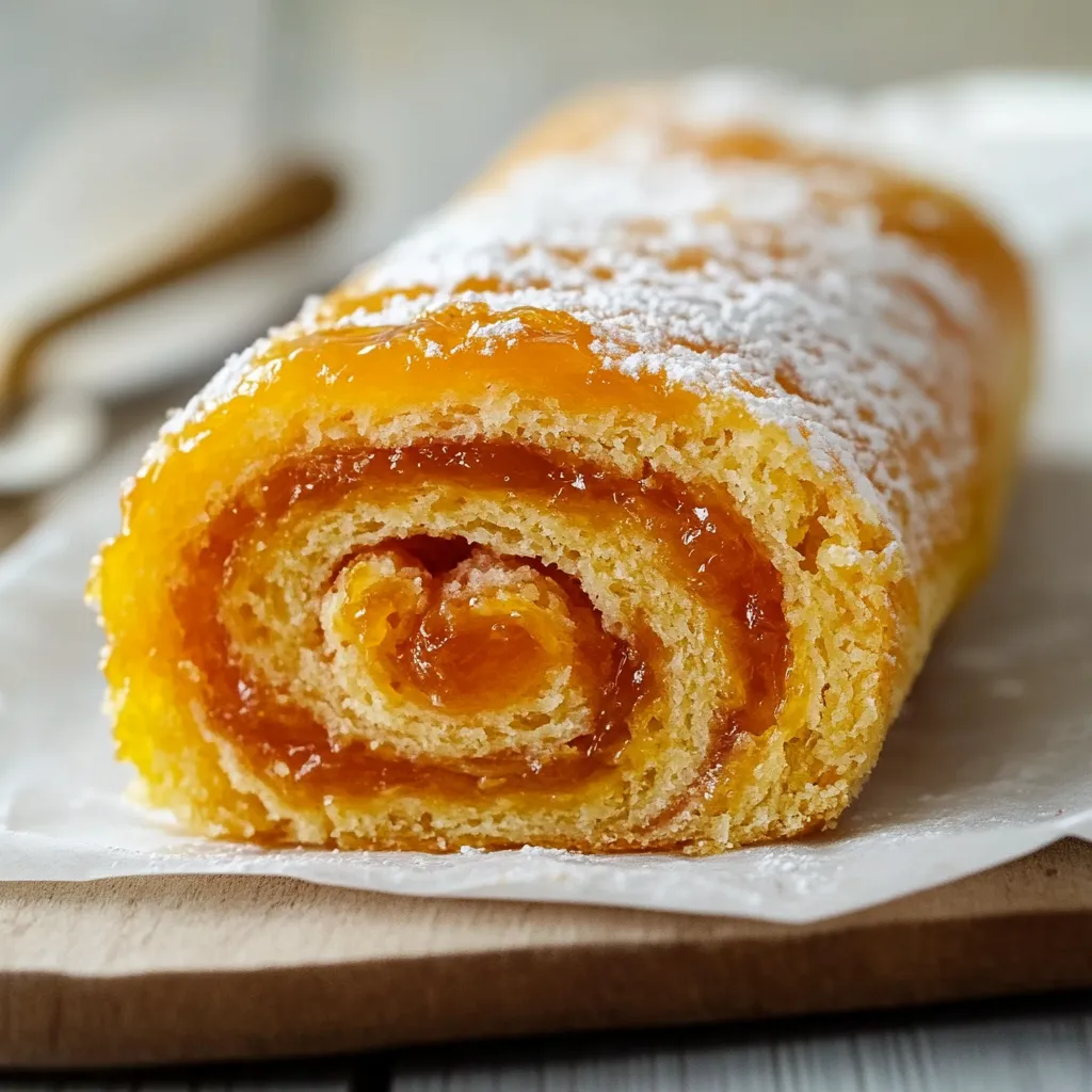 Un rotolo dolce con crema e marmellata di frutta.