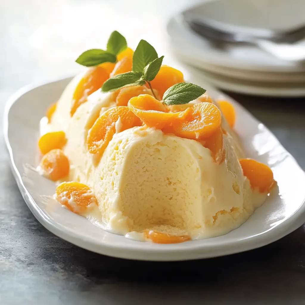 Un dessert simile a un gelato con limone e mandorle in evidenza.