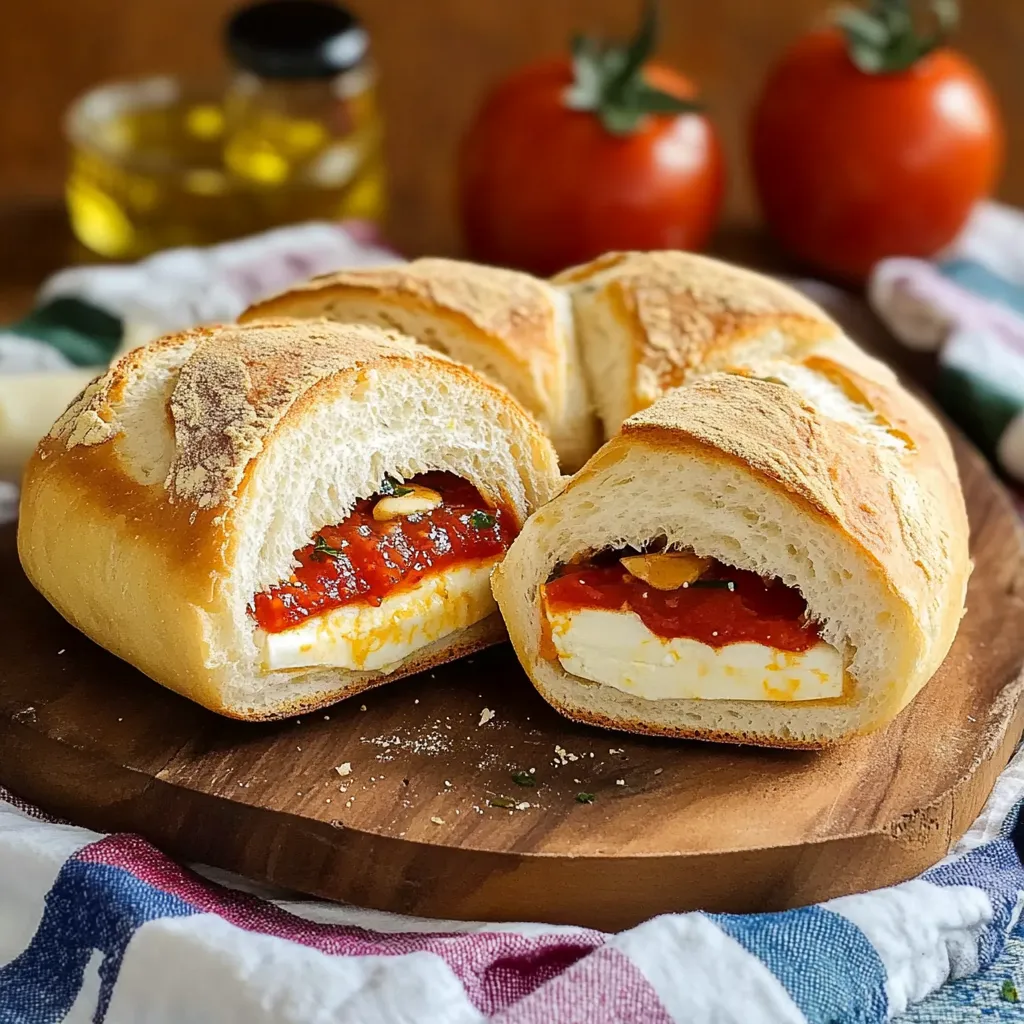 Panino con pomodoro e formaggio primosale.