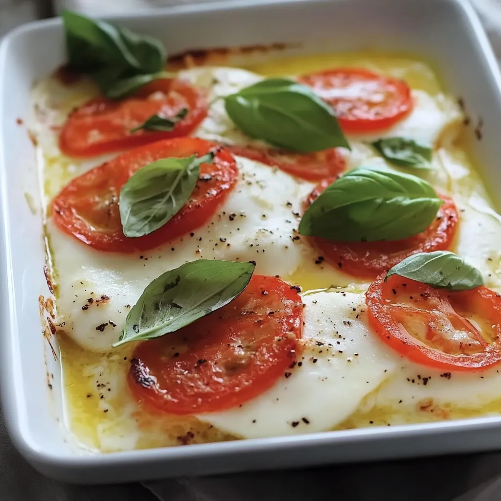 Pomodori e basilico freschi su piatto chiaro.