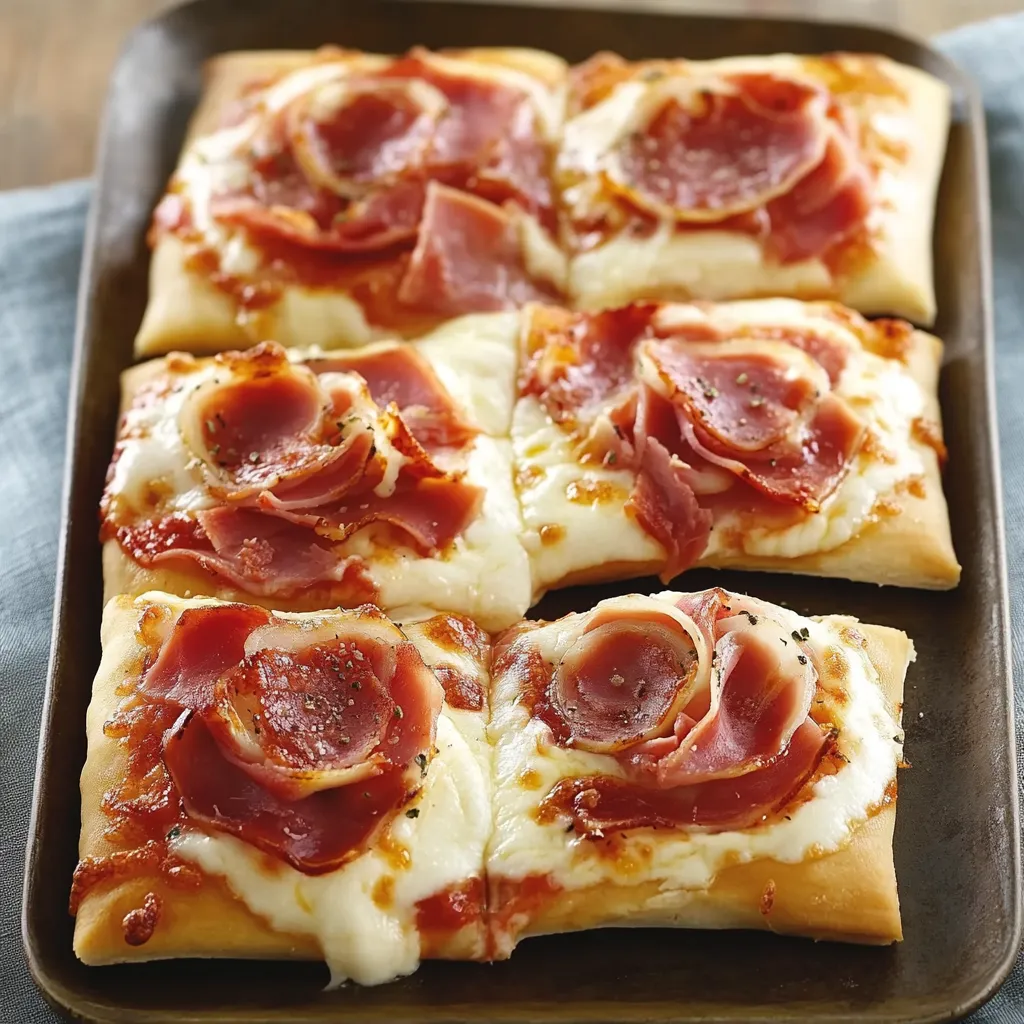 Pizza con salame piccante e prosciutto.