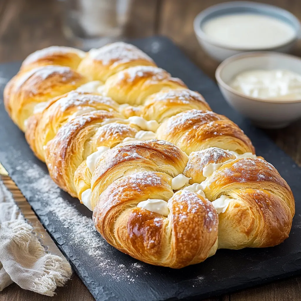 Treccia dolce farcita con crema al cioccolato.
