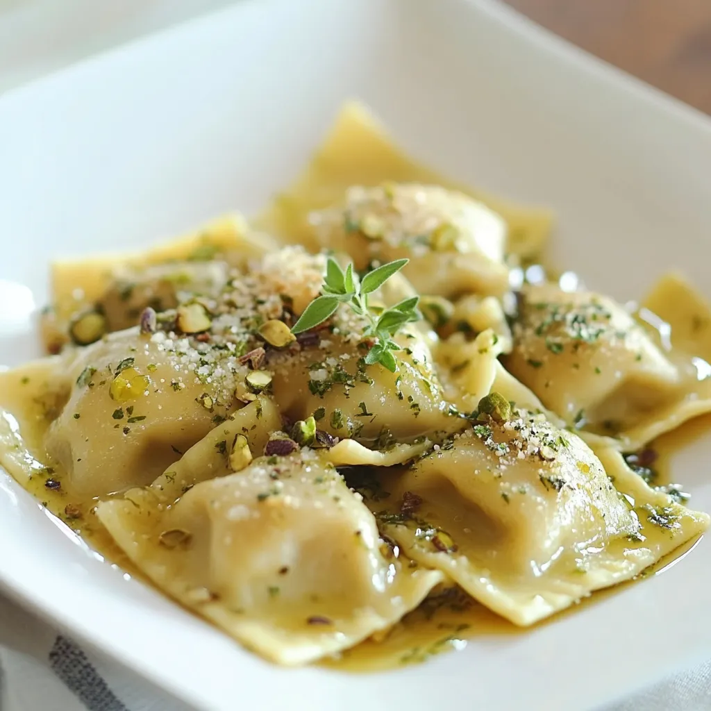 Ravioli artigianali con erbe e frutta secca.