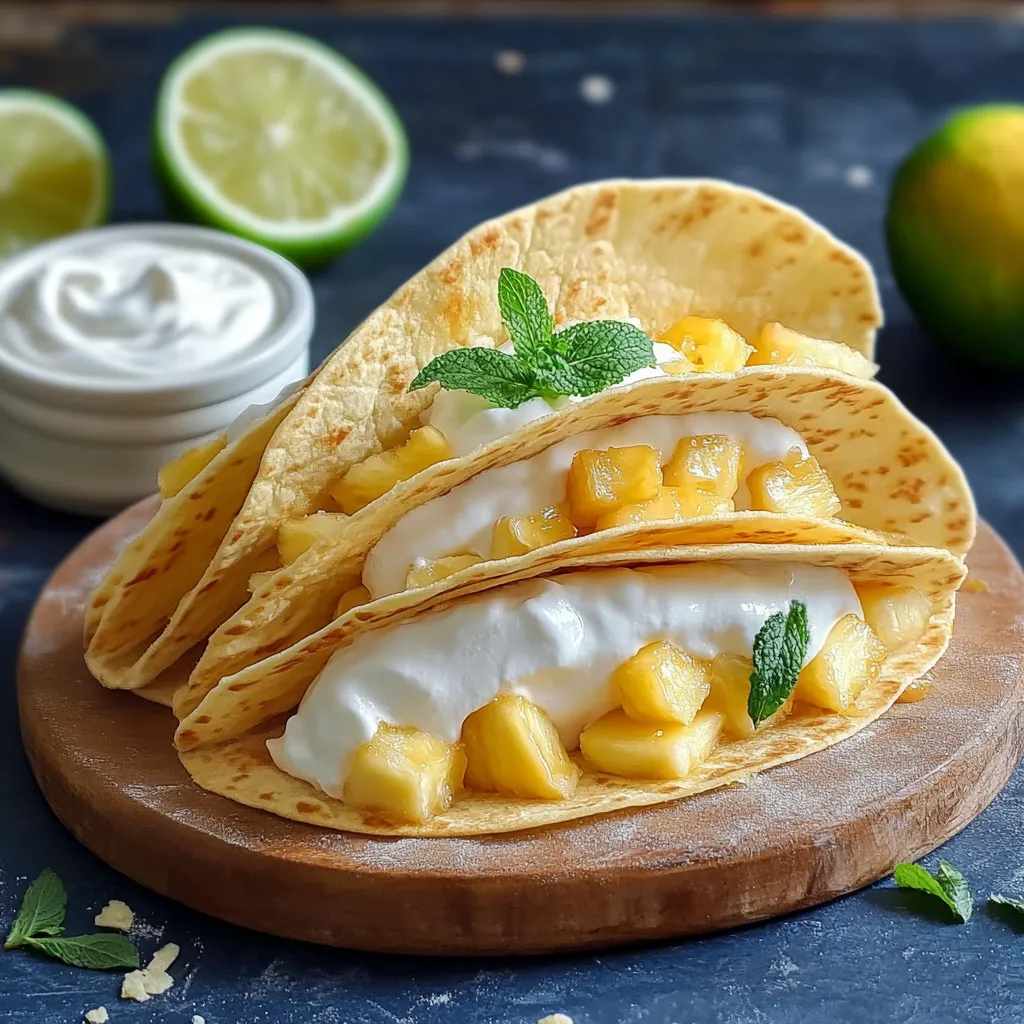 Tacos dolci con crema e lime.
