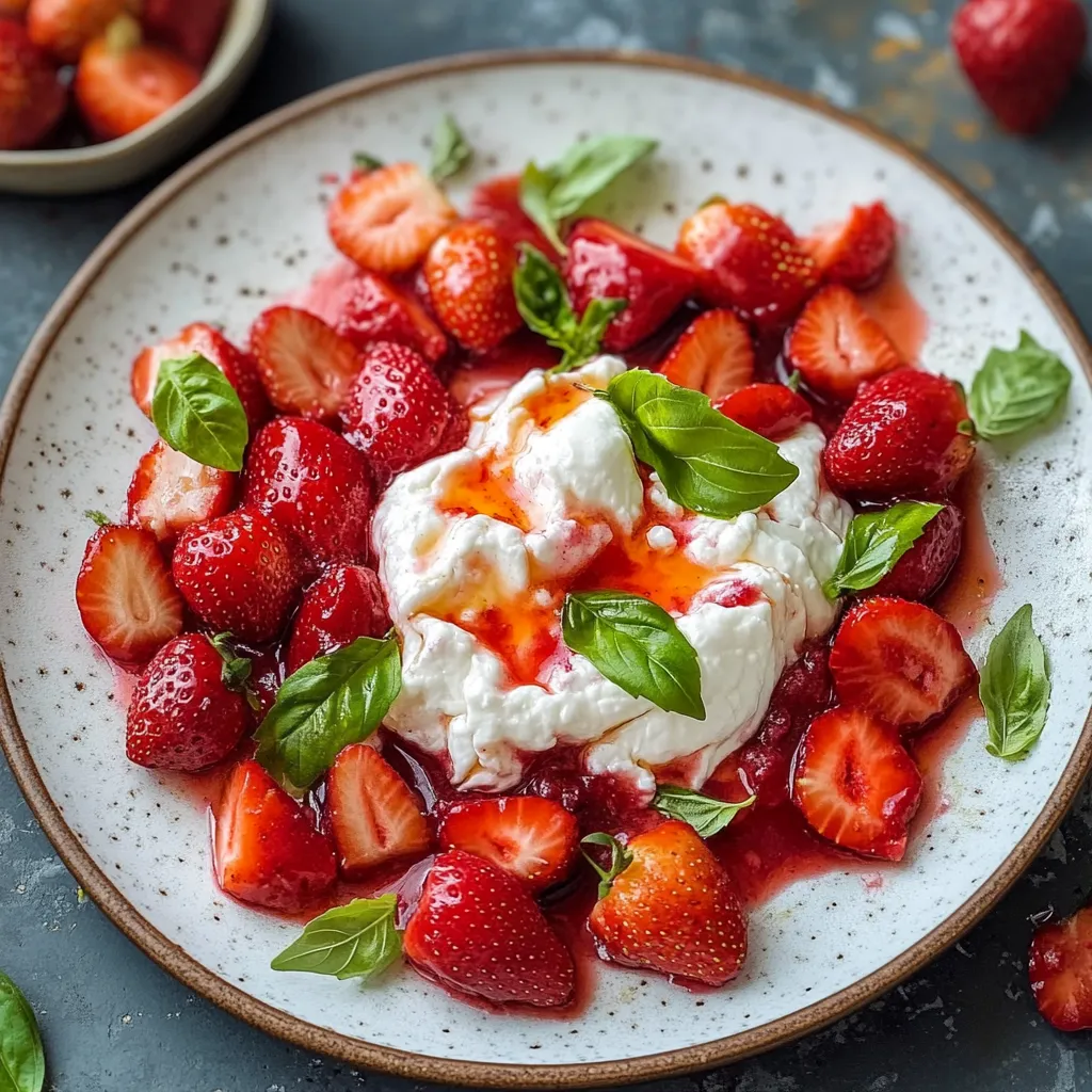 Cremoso con frutta e basilico.