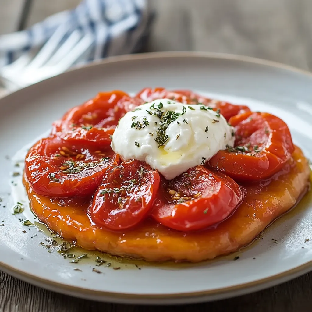 Base croccante con pomodori e burrata sopra.