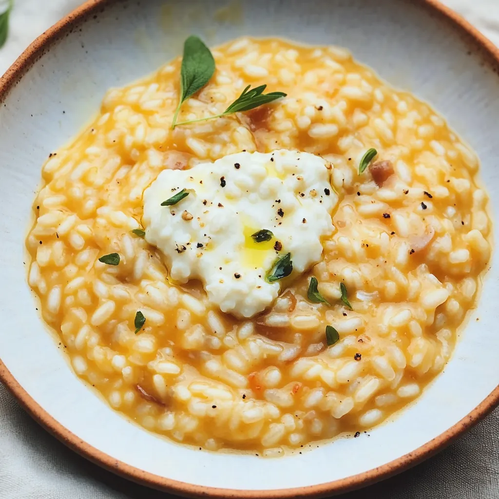 Riso con formaggio e erbette.