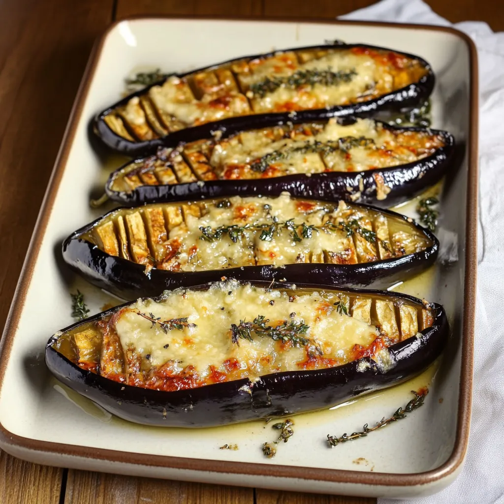 Fette di melanzane con formaggio filante.