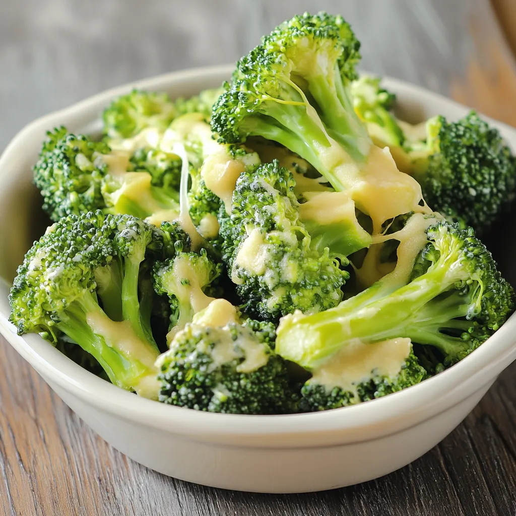 Broccoli con crema in ciotola.