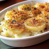 A bowl of food with bananas and cheese.