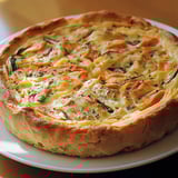 Un piatto di formaggio con verdure.