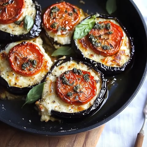 Piatti di melanzane con erbe e formaggio.