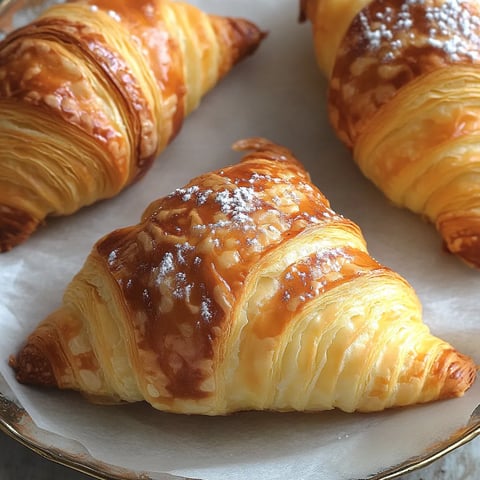 Tre croissant con zucchero.