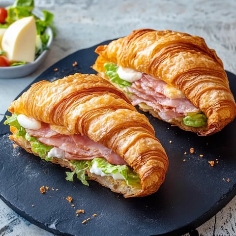 Due sandwich croissant con salad.