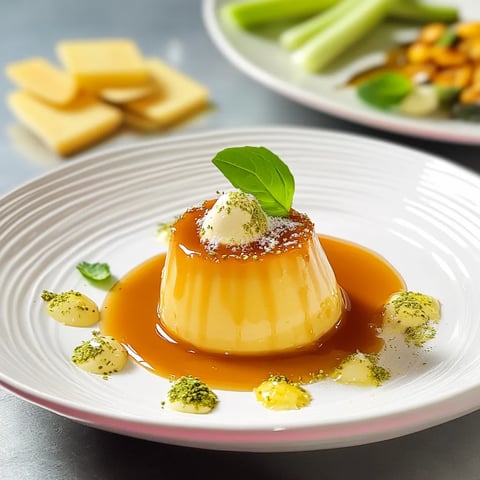 Un piatto con un dolce a base di crema e frullato di limone.