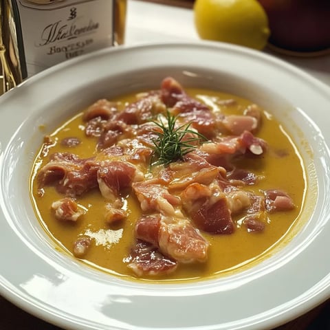 Una tazza di minestrone con carne e verdure.