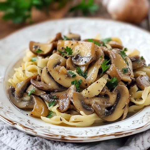 Piatti di funghi con noodles.