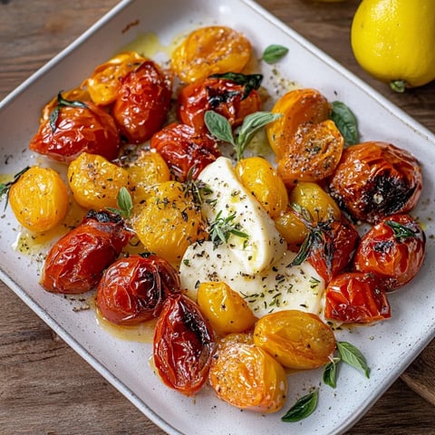 Pomodorini con crema di formaggio e basilico.