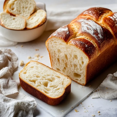 Un pane soffice con una fetta tagliata.