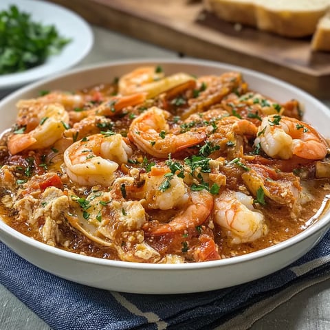 Ciotola con pancotto e frutti di mare.