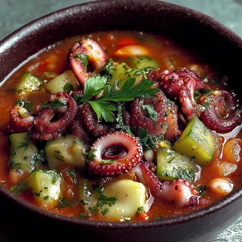 Una scodella di pesce con verdure e molluschi freschi.