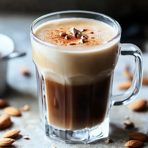 Bicchiere con caffè e mandorle.