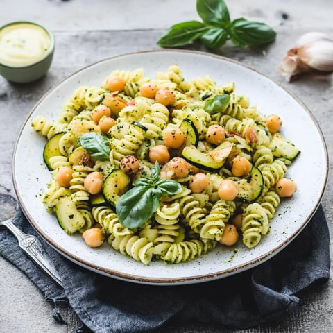 Un piatto pieno di pasta, verdure e noci.