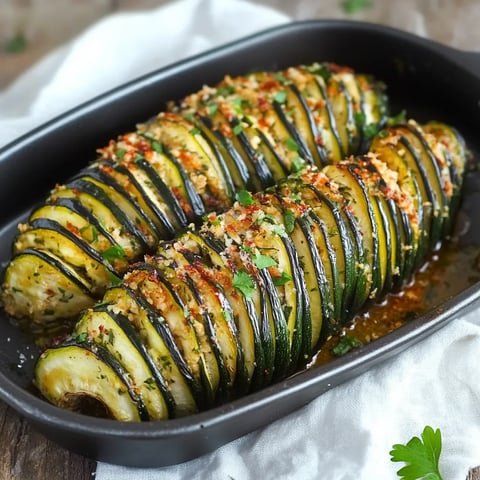 Zucchine con erbe e spezie su un piatto.